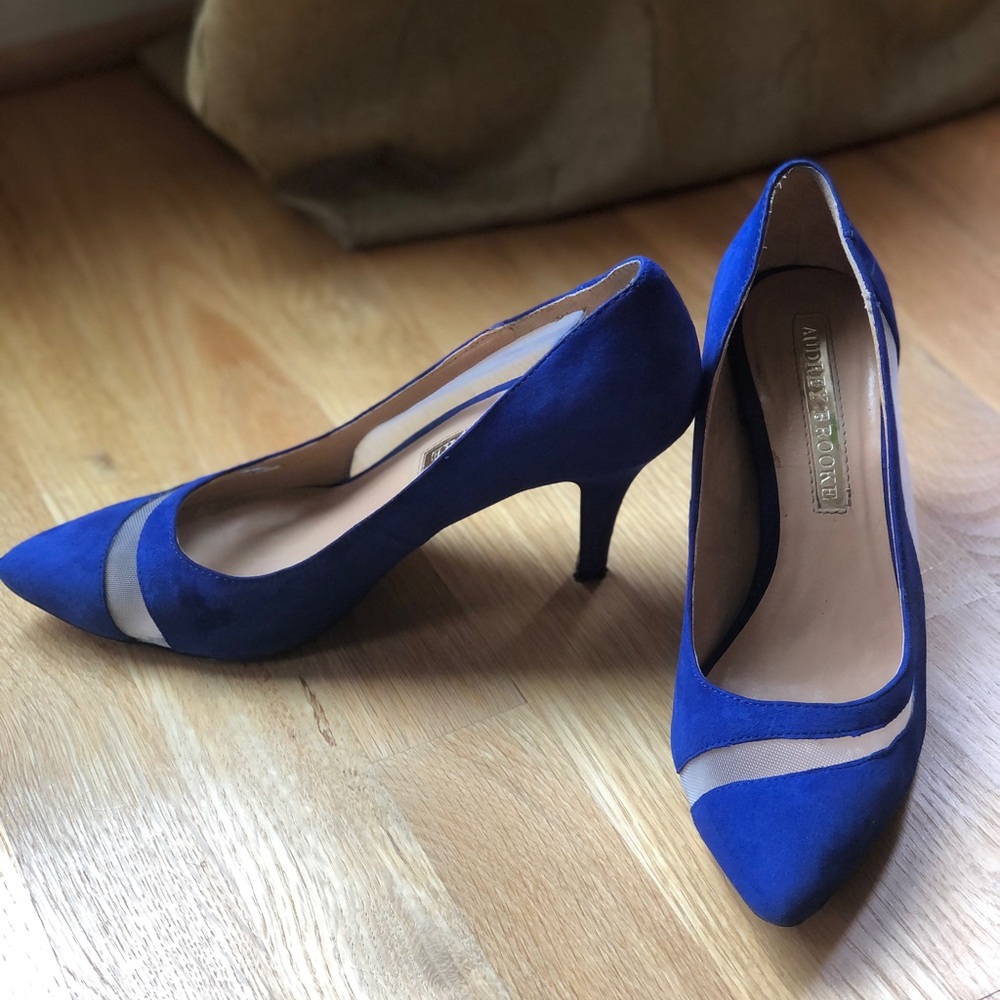 Audrey Brooke Blue Suede Heels